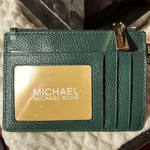 NWT Michael Kors Small wallet 
Coin-pouch/ID/key ring holder green leather